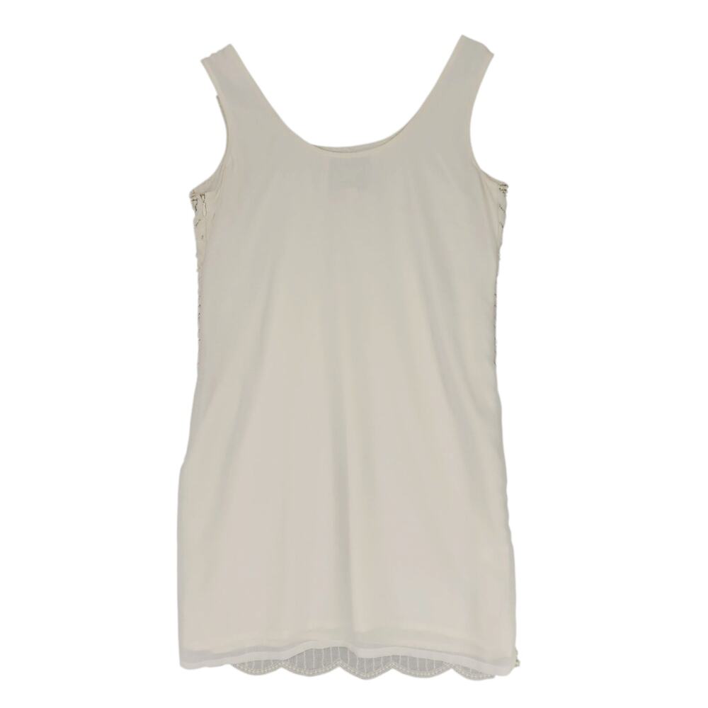 Romeo & Juliet Couture Beaded Sheath Dress sz M Women Mini Cream Pearls Cocktail - Picture 2 of 11